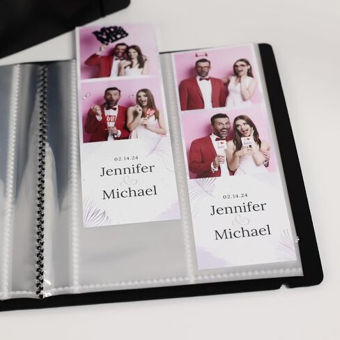 Photo Booth Photo Album - For Wedding or Party- Holds 120 Photobooth 2x6 Photo Strips - Slide In (2X6, BLACK WITH BAND, 1) in Kuwait