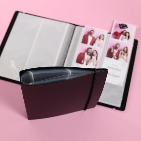 Photo Booth Photo Album - For Wedding or Party- Holds 120 Photobooth 2x6 Photo Strips - Slide In (2X6, BLACK WITH BAND, 1) in Kuwait