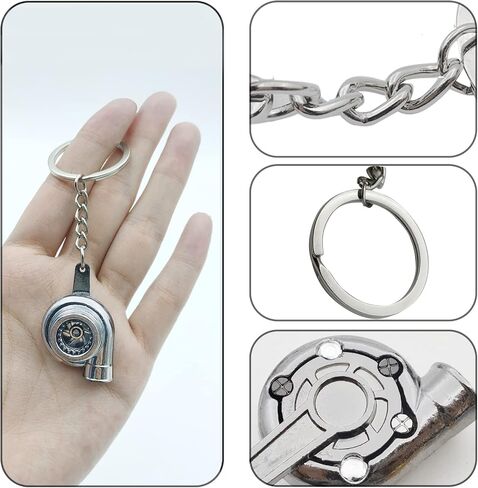 Turbo Turbocharger Keychain- Key Chain Ring Spinning TurboTurbocharger Keychain Compressor Key Chain Ring Keyring Keyfob(Gunblack) in Kuwait