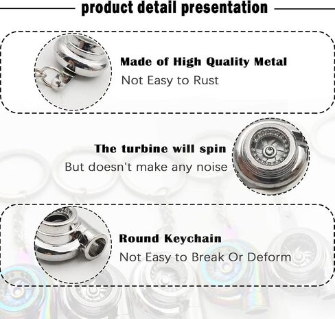 Turbo Turbocharger Keychain- Key Chain Ring Spinning TurboTurbocharger Keychain Compressor Key Chain Ring Keyring Keyfob(Gunblack) in Kuwait