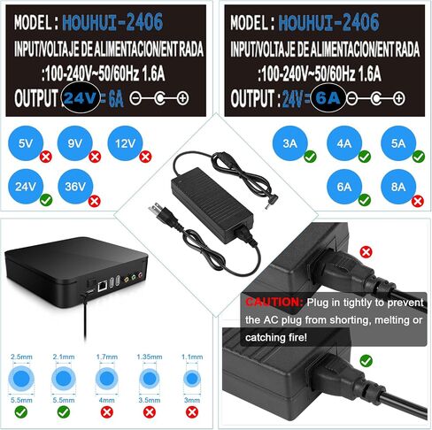HOUHUI 24V 4A Power Supply Adapter, AC 100-240V to DC 24 Volt 4 Amp 96W Suit 3A 2A 1A Device Transformer AC/DC Power Adapter Converter with 5.5x2.5mm Plug for LED Strip Light CCTV Camera LCD Monitor in Saudi Arabia
