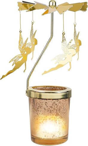 Cute Hummingbird Rotary Candle Holder Spinning, Gold Metal Tea Light Candle Carousel Spinner for Women Gift Living Room Bedroom Home Decor in Saudi Arabia