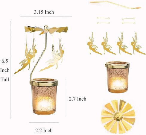 Cute Hummingbird Rotary Candle Holder Spinning, Gold Metal Tea Light Candle Carousel Spinner for Women Gift Living Room Bedroom Home Decor in Saudi Arabia