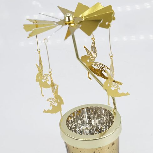 Cute Hummingbird Rotary Candle Holder Spinning, Gold Metal Tea Light Candle Carousel Spinner for Women Gift Living Room Bedroom Home Decor in Saudi Arabia