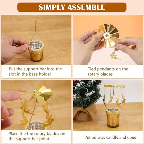 Cute Hummingbird Rotary Candle Holder Spinning, Gold Metal Tea Light Candle Carousel Spinner for Women Gift Living Room Bedroom Home Decor in Saudi Arabia