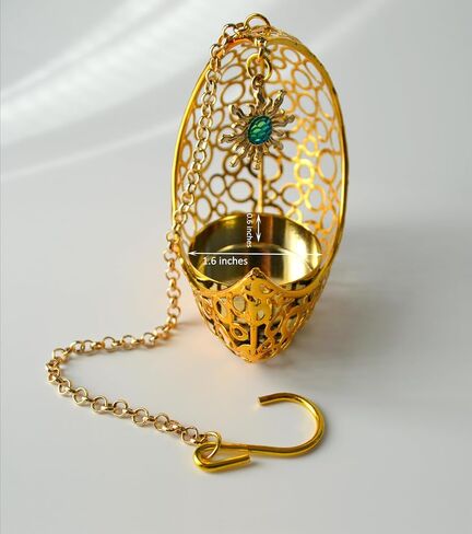 Moon Shape Hanging Tealight Holder, Metal Moon Candle Holder with Chain & Hook, Iron Tea Light Candle Holder Decoration for Home and Garden (Gold) in Saudi Arabia