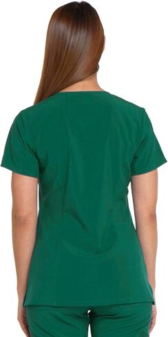 Dickies Scrub Set for Women V-Neck Top DK615 Natural Rise Tapered Leg Pull-On Pant DK005 with 360° Stretch Fabric, Hunter Green - XL Top/XL Petite Pant in Saudi Arabia