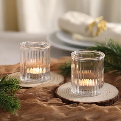 32Pcs Ribbed Blue Votive Candle Holders, Tea Light Candle Holders for Table Centerpiece, Blue Candle Holders for Wedding Decor,Home and Holiday Decor in Saudi Arabia
