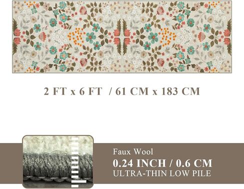 YIHOUSE Floral Pink 5x7 Washable Living Room Area Rug, Non Slip Boho Soft Bedroom Rug, Ultra Thin Colorful Flower Throw Carpet for Nursery Kids Room Playroom Girls Room Pink,5'x7' in Kuwait