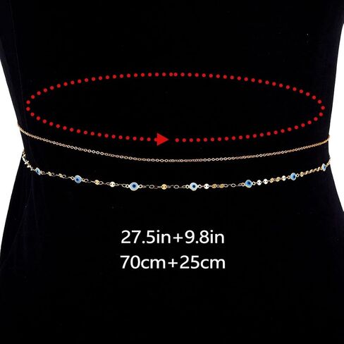 Tgirls Gold Layered Waist Beads Chain Colorful Beaded Belly Chains Boho Body Chain Summer Beach Body Jewelry for Women in Saudi Arabia