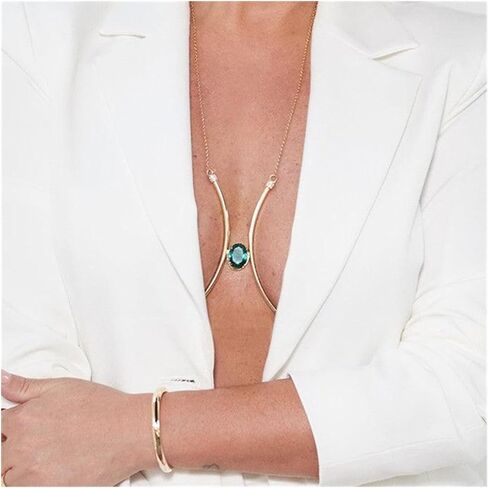 Sexy Rhinestone Green Chest Bracket Chain Bikini Bra Body Chain Crystal Lingerie Chain Festival Party Rave Underwear Body Jewelry for Women in Kuwait