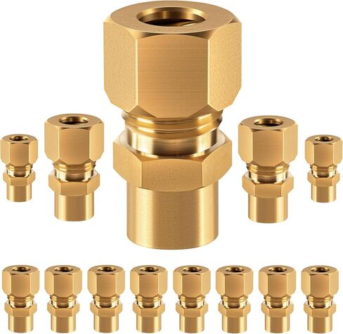 Brass compression tube pipe fitting connector Straight Coupling Adapter 1/4" Tube OD x 1/4" NPT Female Connector 6pcs (1/4od to 1/4npt) in Saudi Arabia