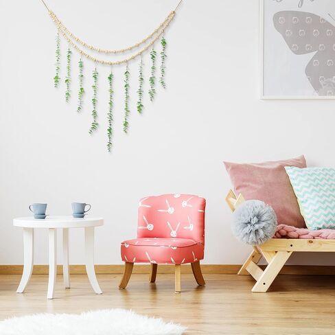 Hanging Eucalyptus Boho Wall Decor Large Boho Bedroom Wall Hanging Wooden Bead Garland Artificial Eucalyptus Natural Greenery Decoration, 36 x 36 Inch in Saudi Arabia