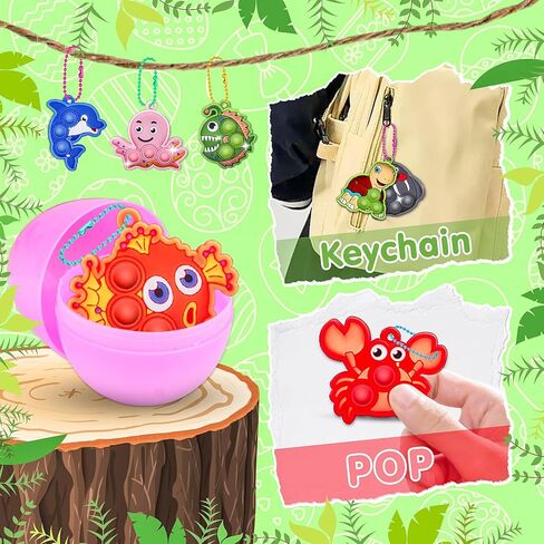 هدايا حفلات القرد قبلة للأطفال 16 قطعة من سلسلة مفاتيح البوب ​​الصغيرة على شكل حيوانات البحر، هدايا حفلات تحت البحر، هدايا عيد الميلاد، حشوات حقائب الهدايا، جوائز الكرنفال، جوائز فيدجيت للفصل الدراسي in Kuwait