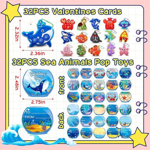 Party Favors for Kids 16PCS Sea Animal Mini Pop Keychain Under The Sea Party Favors Goodie Bag Stuffers Carnival Birthday Gifts Classroom Small Prizes for Kids in Saudi Arabia