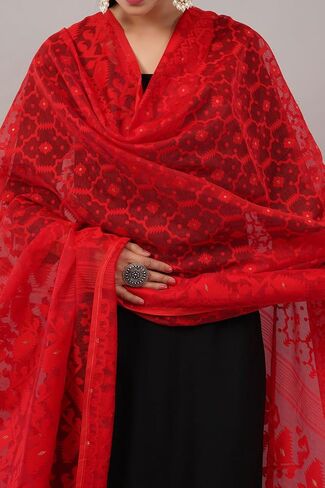 Lightweight Cotton Silk Jamdani Dupatta for Women/Long and Wide Dupatta/Wrap/Shawl for Women in Saudi Arabia
