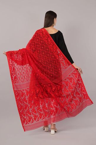 Lightweight Cotton Silk Jamdani Dupatta for Women/Long and Wide Dupatta/Wrap/Shawl for Women in Saudi Arabia