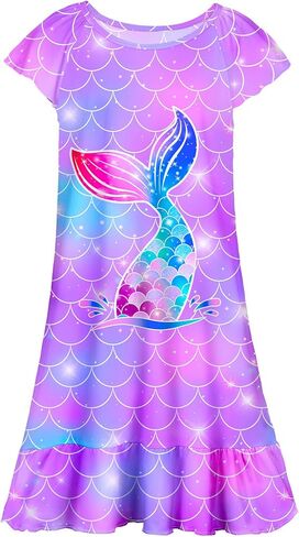 Play Tailor Girls Nightgowns Toddler Pajamas Mermaid Girls Princess Dress Sleepwear Night Gowns for Little Kids in Kuwait