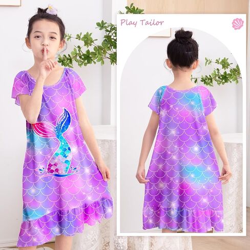 Play Tailor Girls Nightgowns Toddler Pajamas Mermaid Girls Princess Dress Sleepwear Night Gowns for Little Kids in Kuwait