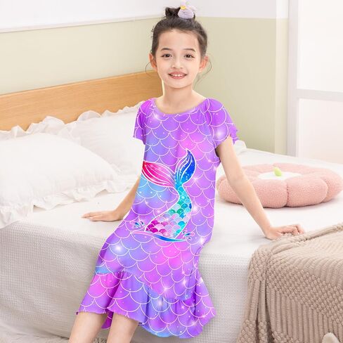 Play Tailor Girls Nightgowns Toddler Pajamas Mermaid Girls Princess Dress Sleepwear Night Gowns for Little Kids in Kuwait