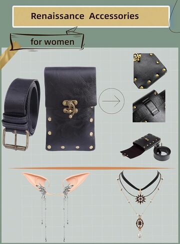 Renaissance Costume Women Fairy Steampunk Costume for Woman Medieval Dress with Belt Pouch Fanny Pack 5PCS in Saudi Arabia