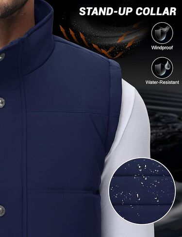 Cotrasen Men's Winter Warm Vests Outerwear Casual Fleece Lined Vest Puffer Sleeveless Jacket in Saudi Arabia