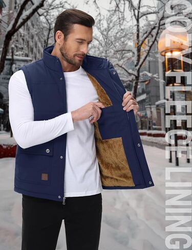 Cotrasen Men's Winter Warm Vests Outerwear Casual Fleece Lined Vest Puffer Sleeveless Jacket in Saudi Arabia