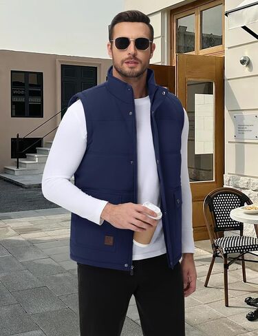 Cotrasen Men's Winter Warm Vests Outerwear Casual Fleece Lined Vest Puffer Sleeveless Jacket in Saudi Arabia