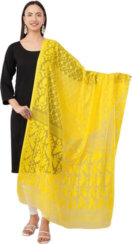 Lightweight Cotton Silk Jamdani Dupatta for Women/Long and Wide Dupatta/Wrap/Shawl for Women in Saudi Arabia