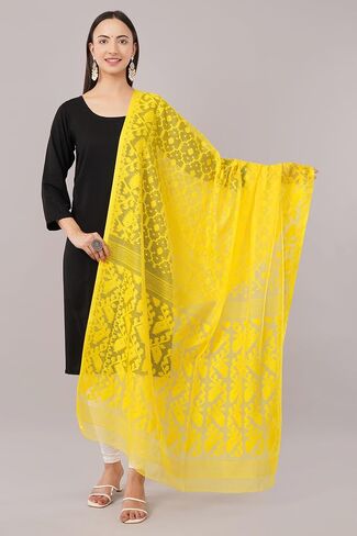 Lightweight Cotton Silk Jamdani Dupatta for Women/Long and Wide Dupatta/Wrap/Shawl for Women in Saudi Arabia