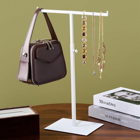 Purse Display Stand Jewelry Tower Stainless Steel Handbag Stand Jewelry Stands Tabletop for Necklaces Organizer Stand Adjustable Height Home Store Boutique, Black in Saudi Arabia