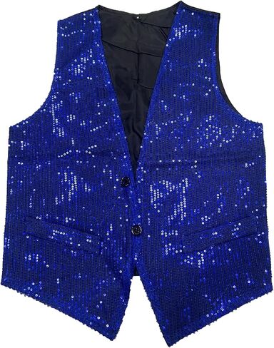 Men's Sequins Vest Slim Fit Christmas Party Vest Hip Hop Disco Dance Waistcoat Performance Show Jacket in Saudi Arabia