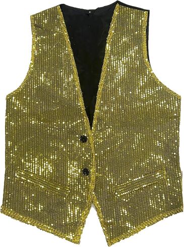 Men's Sequins Vest Slim Fit Christmas Party Vest Hip Hop Disco Dance Waistcoat Performance Show Jacket in Saudi Arabia