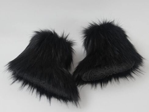Gegefur Girls Boys Kids Faux Fur Boots Furry Fuzzy Fluffy Warm Winter Snow Boots Flat Shoes Outdoor in Saudi Arabia