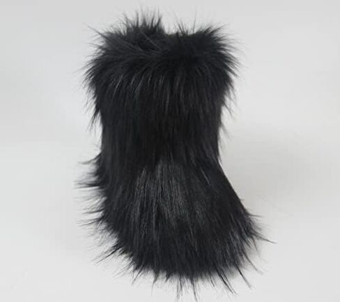 Gegefur Girls Boys Kids Faux Fur Boots Furry Fuzzy Fluffy Warm Winter Snow Boots Flat Shoes Outdoor in Saudi Arabia