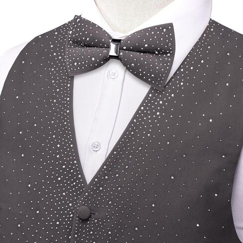 Hi-Tie Men's Sparkling Velvet Waistcoat Suit Vest and Bow Tie Set Tuxedo Vests Flower Lapel Pin for Wedding Party Performance in Saudi Arabia
