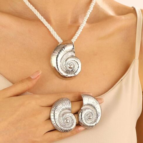 Boho Gold Conch Shell بيان أقراط للنساء العصرية ، سحر محارة كبيرة الصدف دوامة أسقط القطر الدائري جولة عطلة الشاطئ هدية مجوهرات 2025 in Kuwait