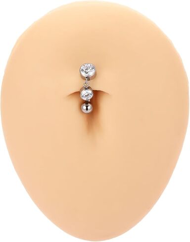 FUNLMO Belly Button Ring Cubic Zirconia Dangle Belly Button Piercing G23 Titanium Belly Ring Navel Piercing Jewelry 14G Navel Barbell Stud in Saudi Arabia