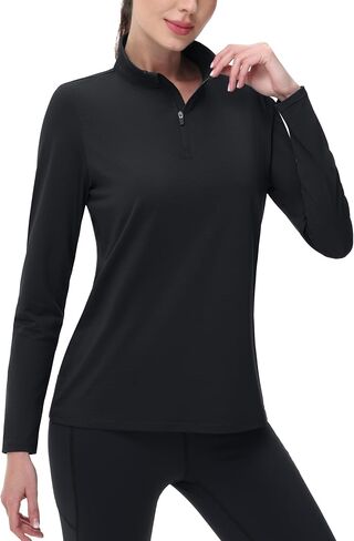 Magcomsen نساء 1/4 Zip Long Sleeve Rash Guard قمصان UPF 50 Quarter Zip Pullover Quick Dry Haking Tops Tops in Saudi Arabia
