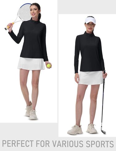 Magcomsen نساء 1/4 Zip Long Sleeve Rash Guard قمصان UPF 50 Quarter Zip Pullover Quick Dry Haking Tops Tops in Saudi Arabia