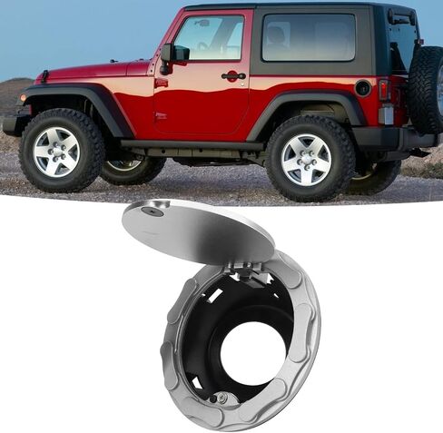 Fuel Fuel Filler Cover Replacement for Wrangler JK Sahara 2007-2018, for Unlimited Accessories 2 door 4 door, Do not fit 2018 JL (Black) in Kuwait