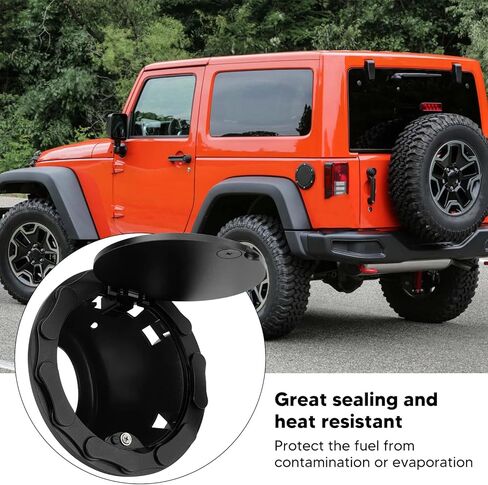 غطاء حشو الوقود بديل لـ Wrangler JK Sahara 2007-2018 ، للحصول على إكسسوارات غير محدودة 2 باب 4 ، لا تناسب 2018 JL (أسود) in Kuwait