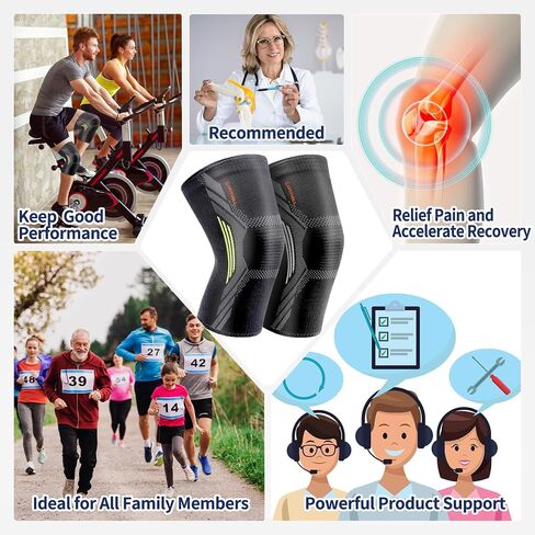 Knee Brace for Women & Men - UFITVELL 2 Packs knee compression sleeve for Knee Pain, Ideal for Gym, Running, Basketball, volleyball, Yoga, Support Meniscus Tear, swelling & Arthritis Pain Relief - in Saudi Arabia
