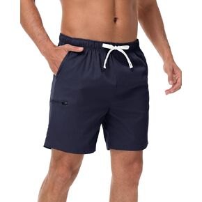 Mens Short Shorts Elastic Waist Drawstring Summer Casual Shorts 7 inch