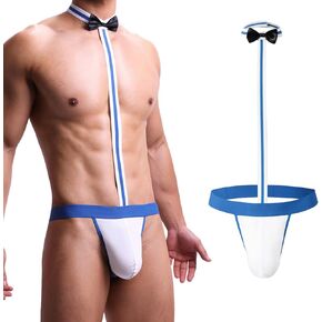 Men's Thong Underwear Mikini Banana Hammock for Men Black Bow Tie Suspenders for Men
