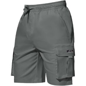 Susclude Mens Cargo Shorts Stretch Elastic Waist Casual Shorts Lightweight Drawstring Summer Work Short with 5 Pockets