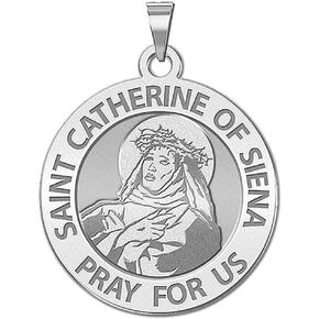 PicturesOnGold.com Saint Catherine of Siena Religious Medal - - 3/4 Inch Size of a Nickel -Sterling Silver