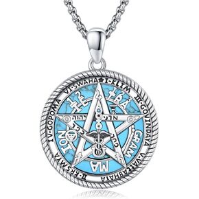 قلادة Tetragrammaton 925 قلادة خماسية الفضة الفضية للرجال للرجال تميمة طاقة هدايا مجوهرات تميمة التميمة
