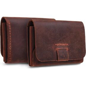 TXEsign Top Grain Genuine Leather Business Name Card Holder Case with Magnetic Closure (Reddish Brown)