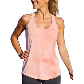Women Racerback Tank Tops Loose Fit Scoop Neck, Workout Tie Dye Shirt Sleeveless Activewear Open Back Quick Dry Tee